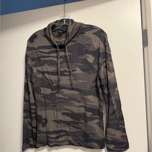 Tahari PULLOVER Camo Soft Mock Neck DRAW STRINGS